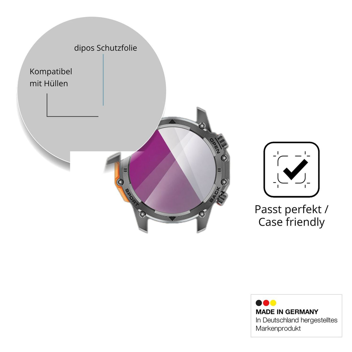 Schutzfolie mit optimaler Passform, zur Verwendung mit Hüllen geeignet