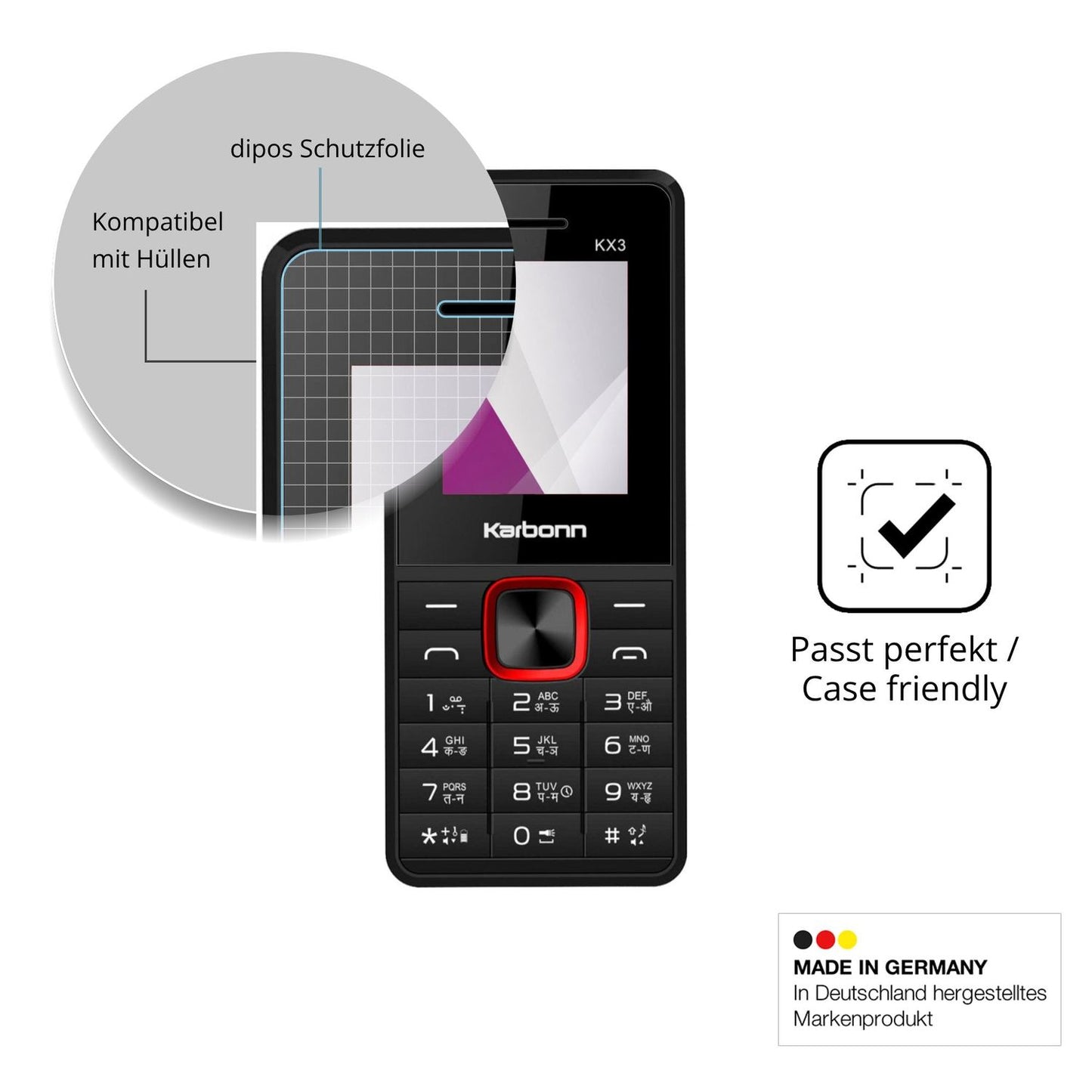 Schutzfolie mit optimaler Passform, zur Verwendung mit Hüllen geeignet