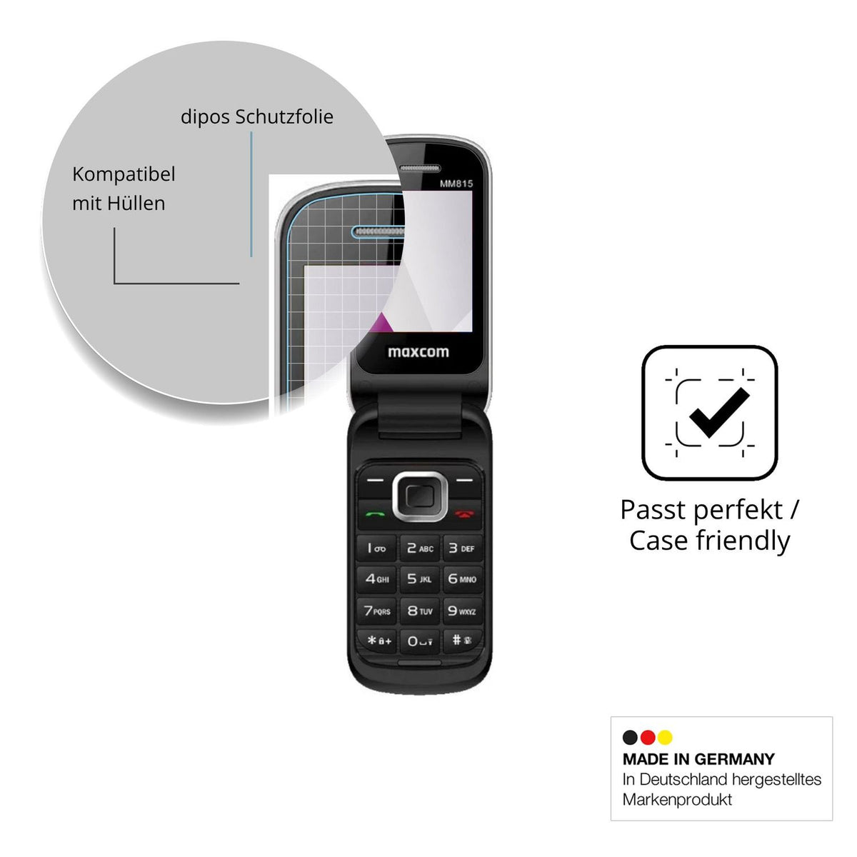 Schutzfolie mit optimaler Passform, zur Verwendung mit Hüllen geeignet