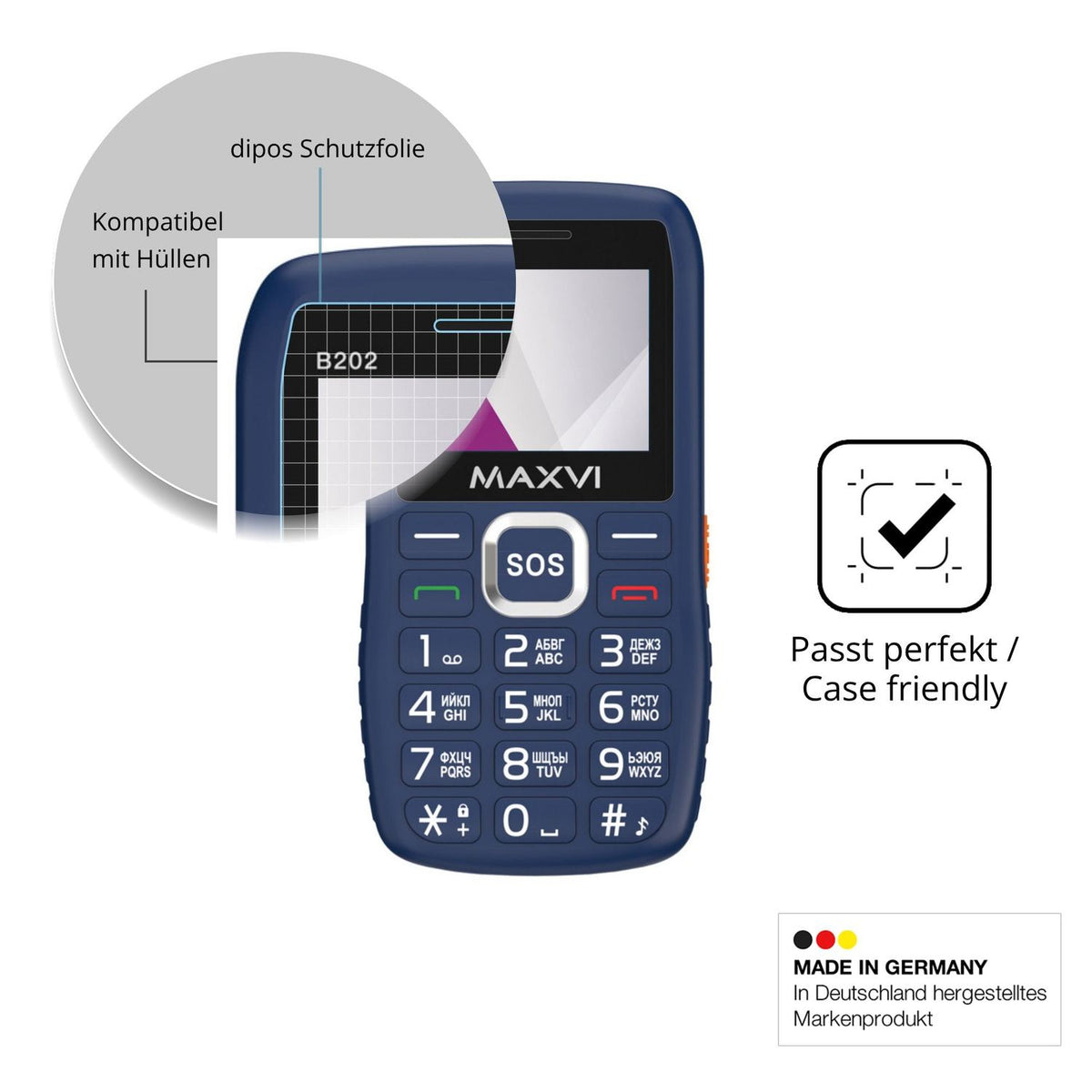 Schutzfolie mit optimaler Passform, zur Verwendung mit Hüllen geeignet