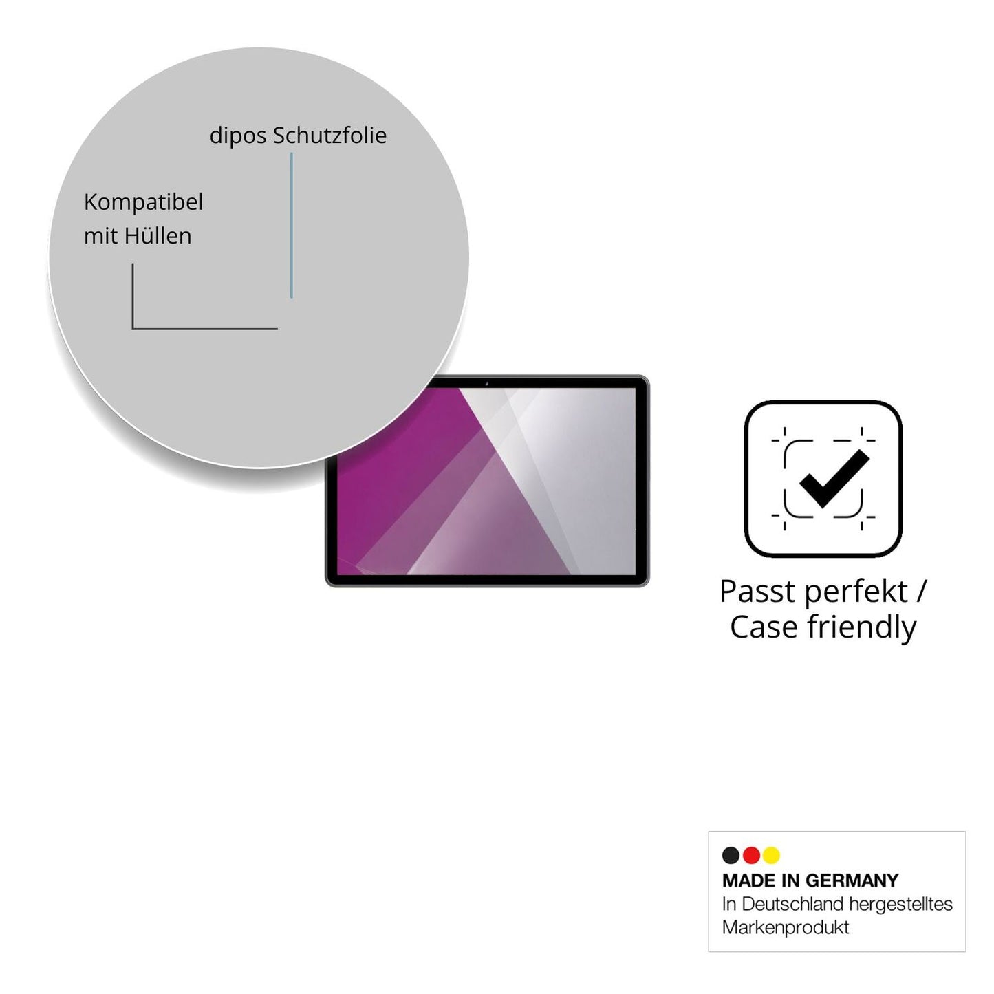 Schutzfolie mit optimaler Passform, zur Verwendung mit Hüllen geeignet
