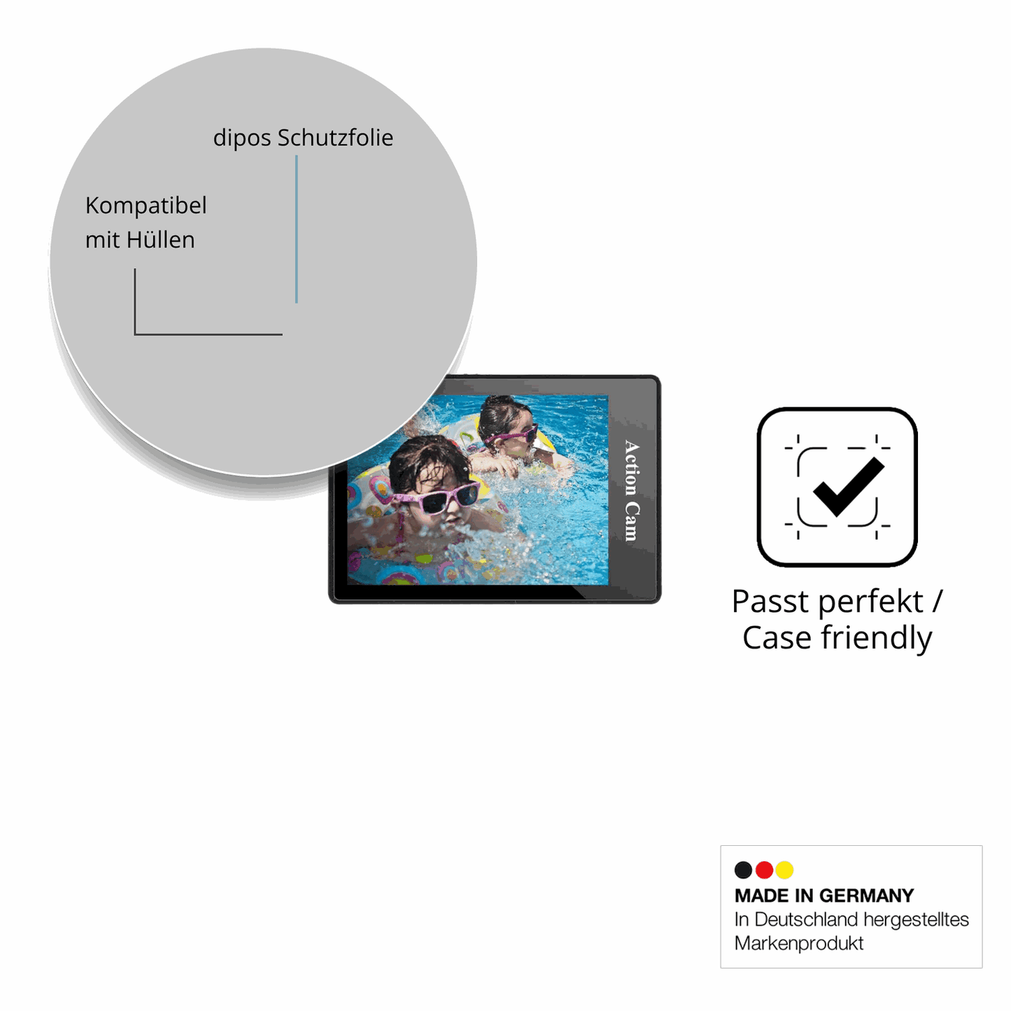 Schutzfolie mit optimaler Passform, zur Verwendung mit Hüllen geeignet