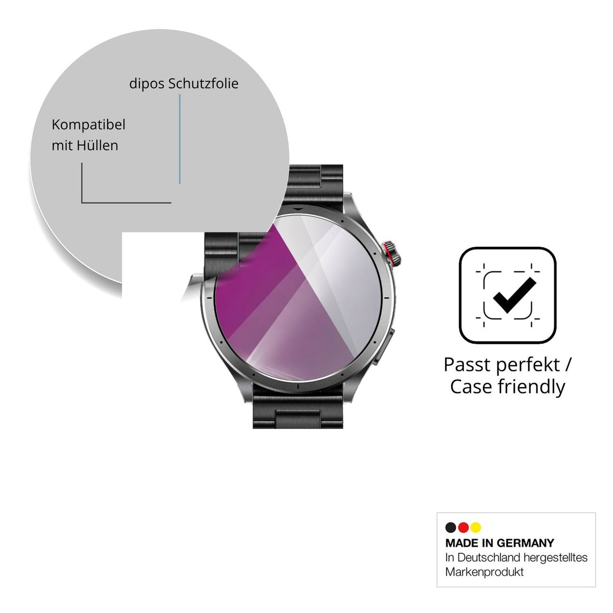 Schutzfolie mit optimaler Passform, zur Verwendung mit Hüllen geeignet