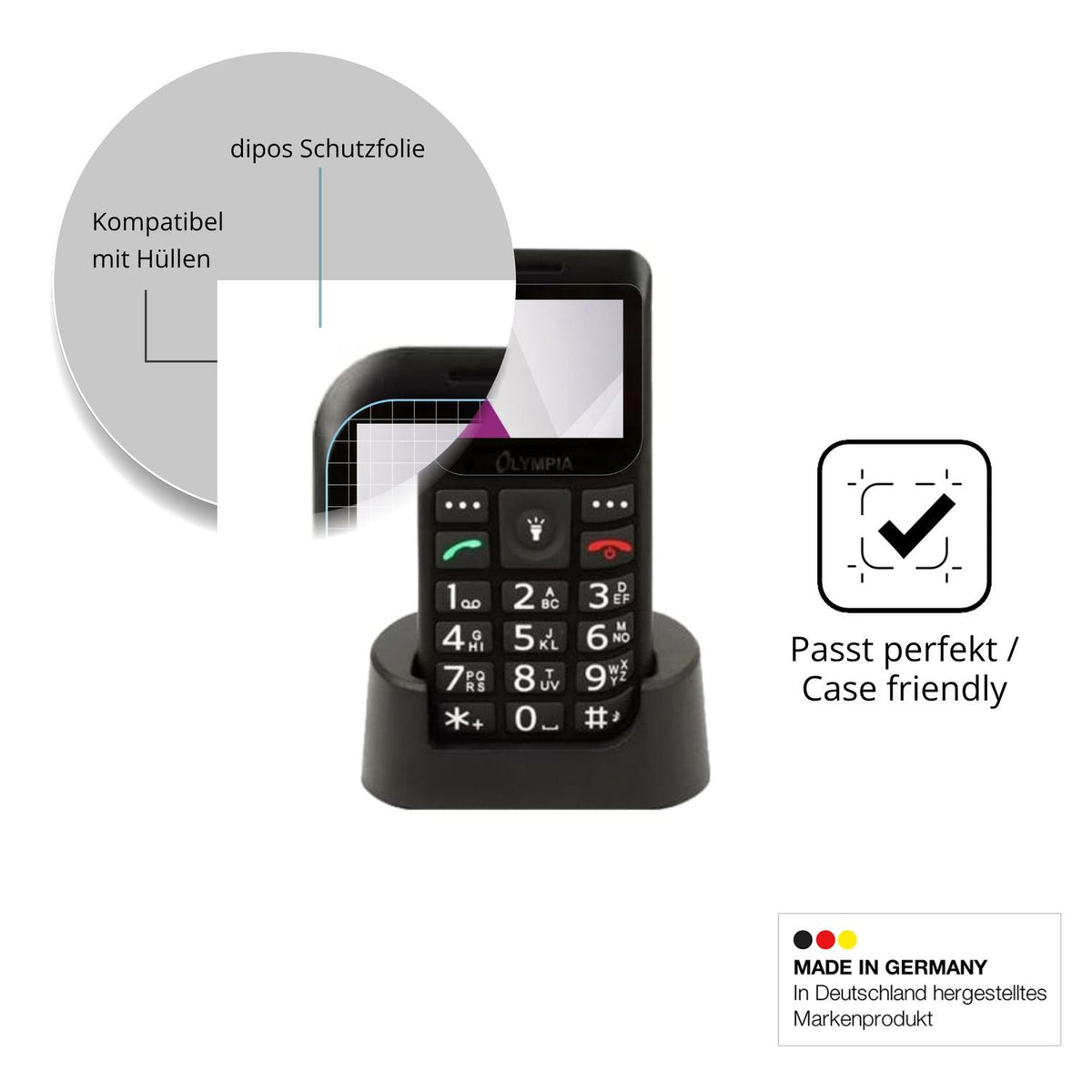 Schutzfolie mit optimaler Passform, zur Verwendung mit Hüllen geeignet