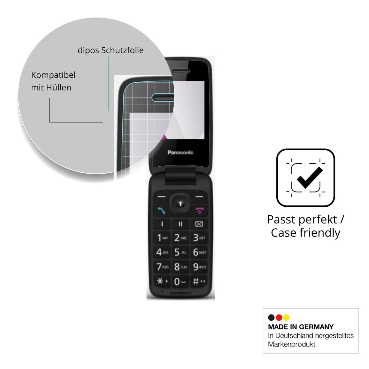 Schutzfolie mit optimaler Passform, zur Verwendung mit Hüllen geeignet