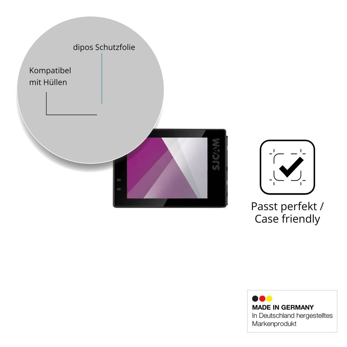Schutzfolie mit optimaler Passform, zur Verwendung mit Hüllen geeignet
