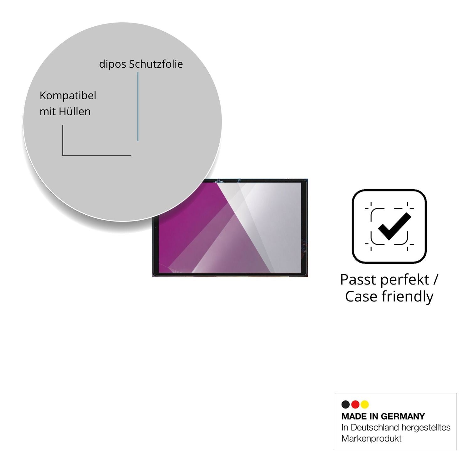 Schutzfolie mit optimaler Passform, zur Verwendung mit Hüllen geeignet