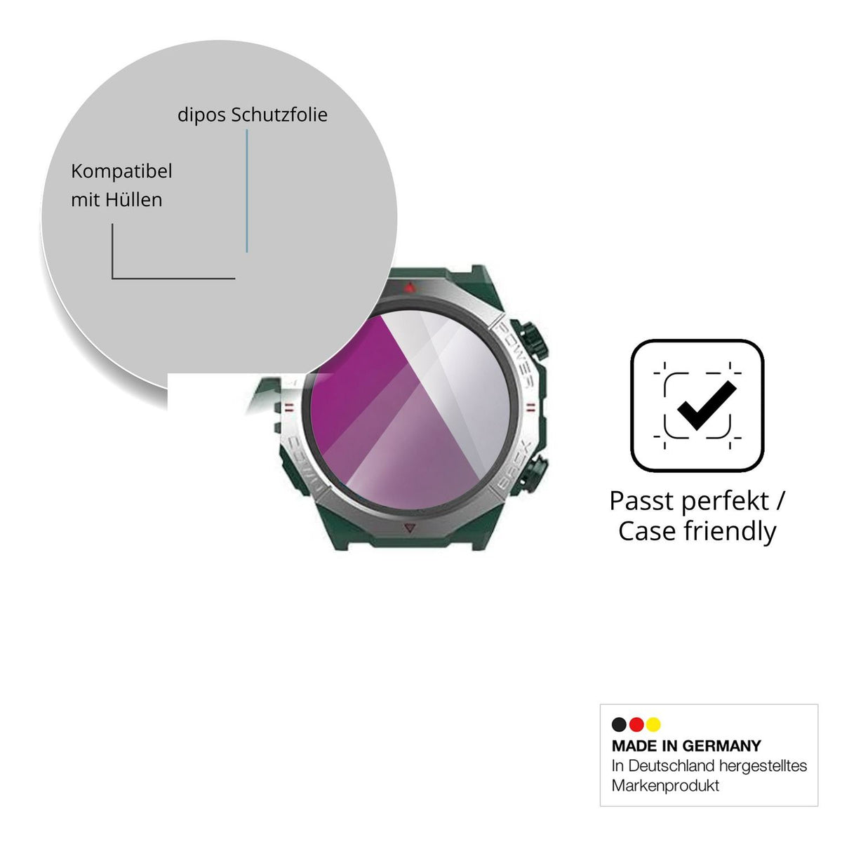 Schutzfolie mit optimaler Passform, zur Verwendung mit Hüllen geeignet