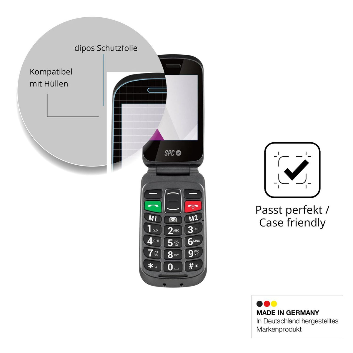Schutzfolie mit optimaler Passform, zur Verwendung mit Hüllen geeignet