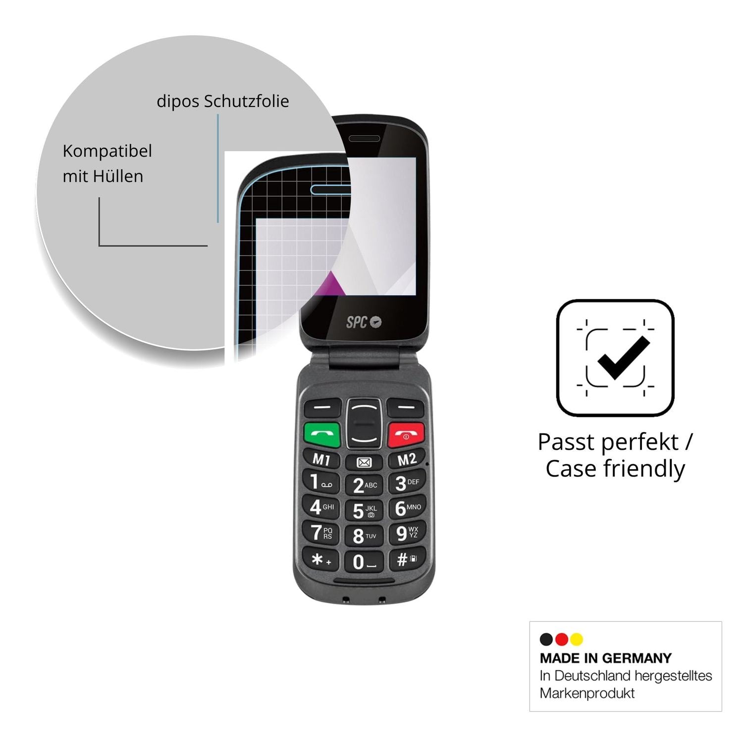 Schutzfolie mit optimaler Passform, zur Verwendung mit Hüllen geeignet