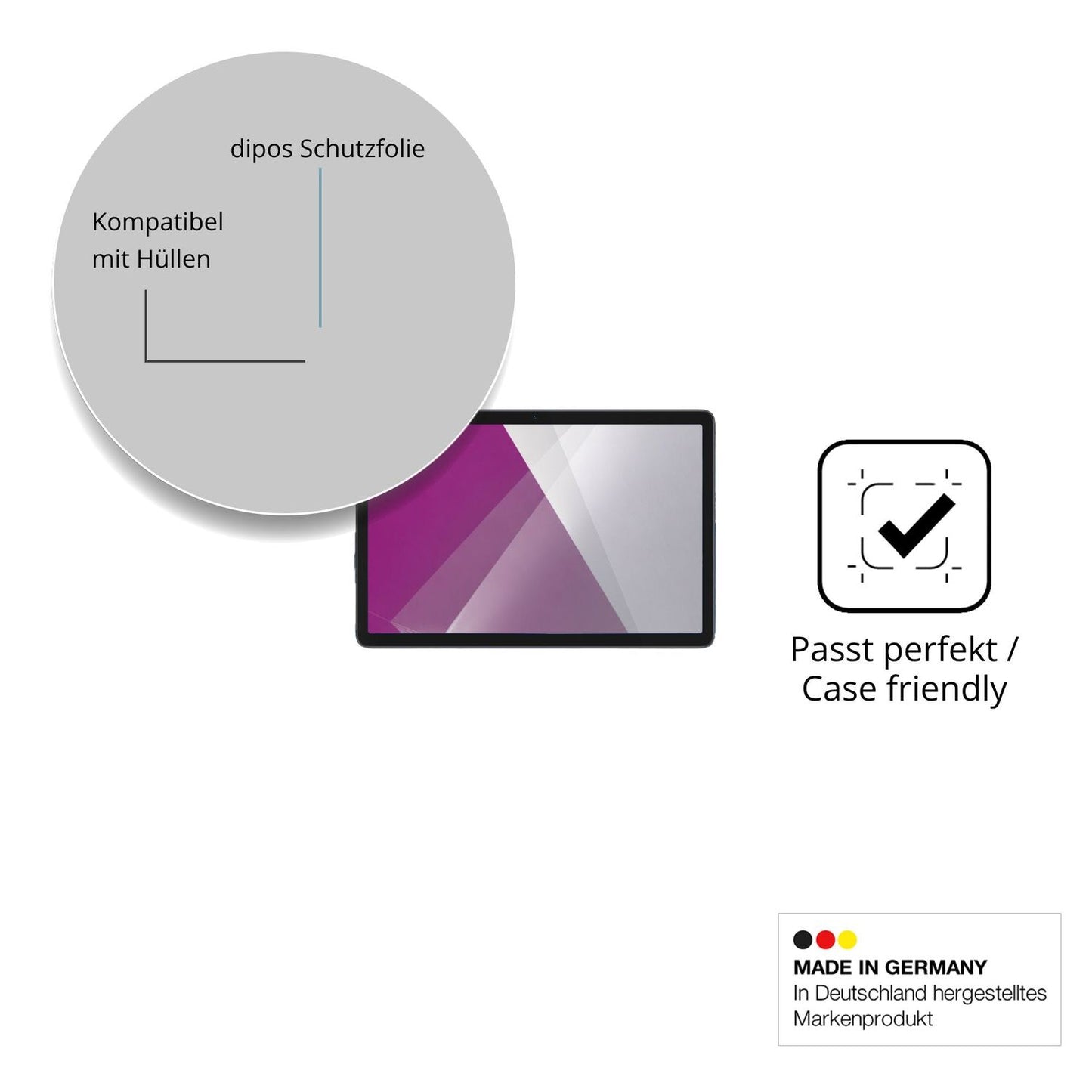 Schutzfolie mit optimaler Passform, zur Verwendung mit Hüllen geeignet