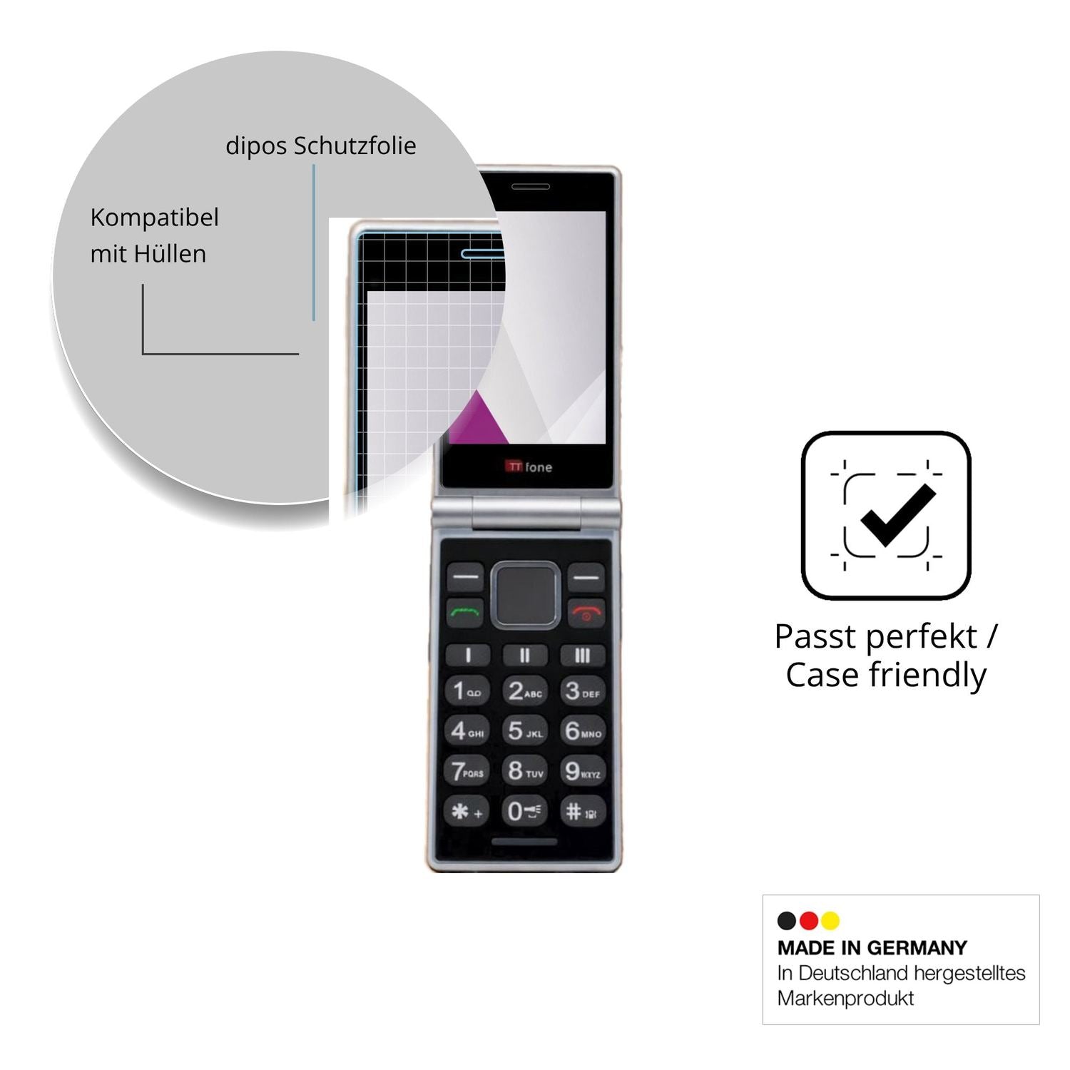 Schutzfolie mit optimaler Passform, zur Verwendung mit Hüllen geeignet