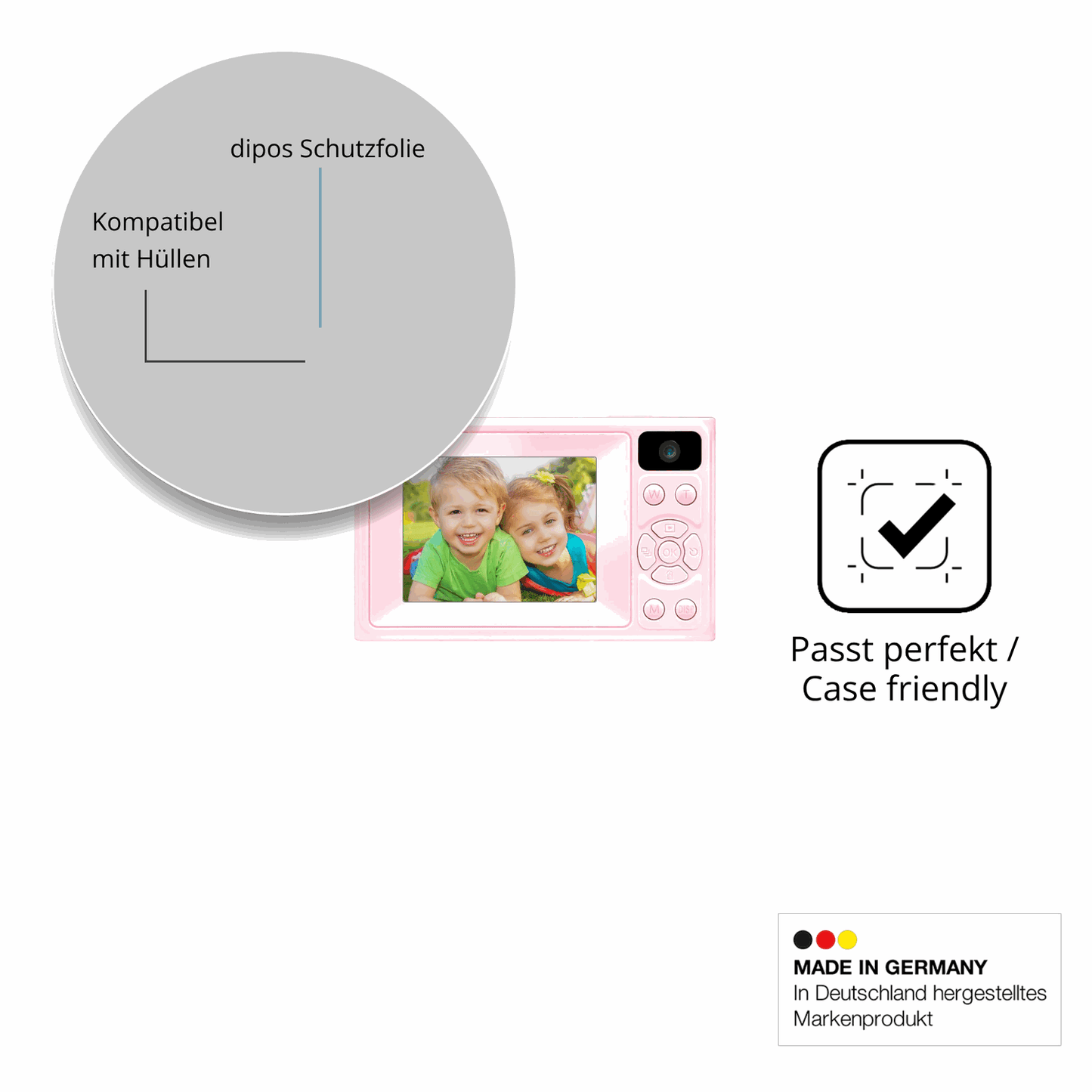 Schutzfolie mit optimaler Passform, zur Verwendung mit Hüllen geeignet