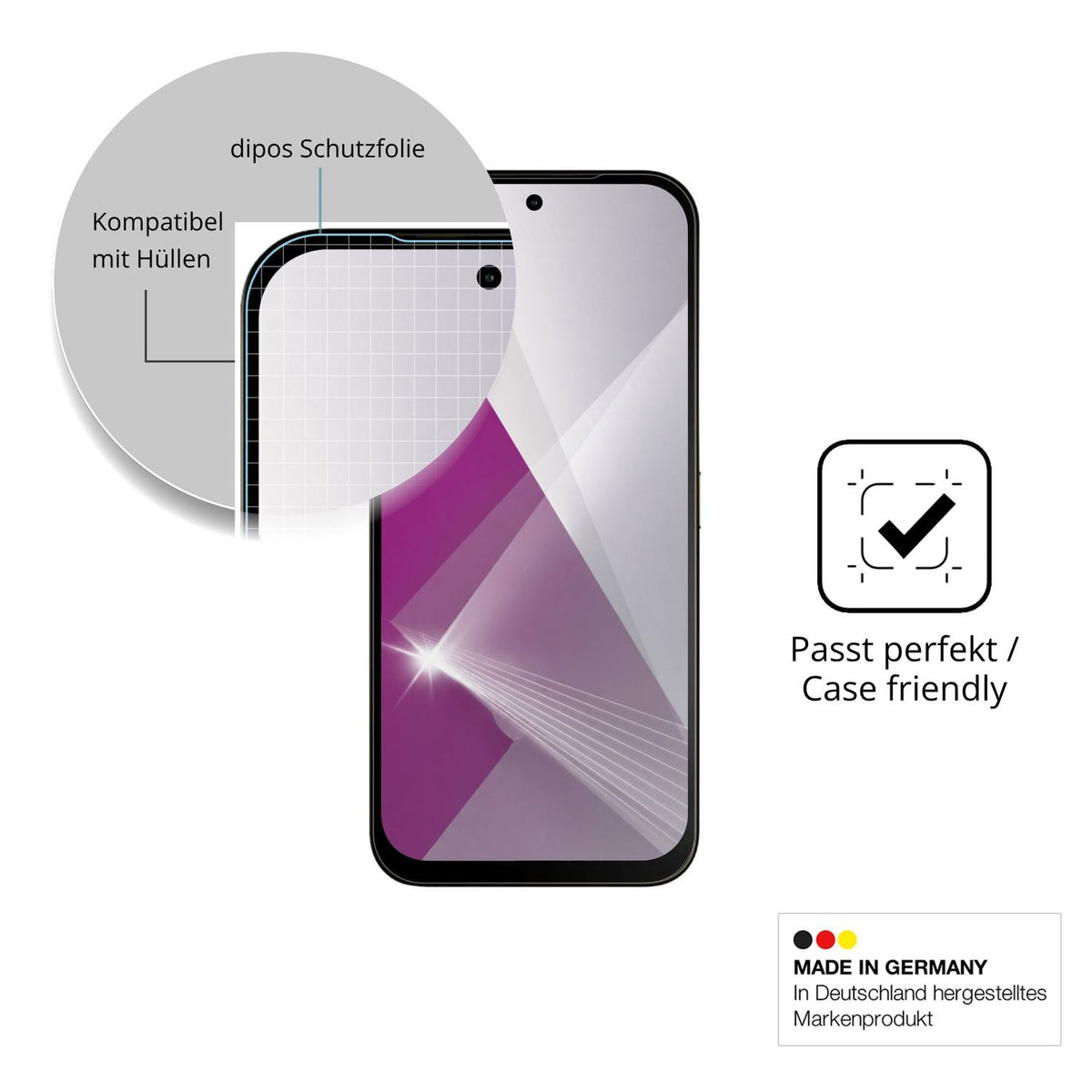 Schutzfolie mit optimaler Passform, zur Verwendung mit Hüllen geeignet