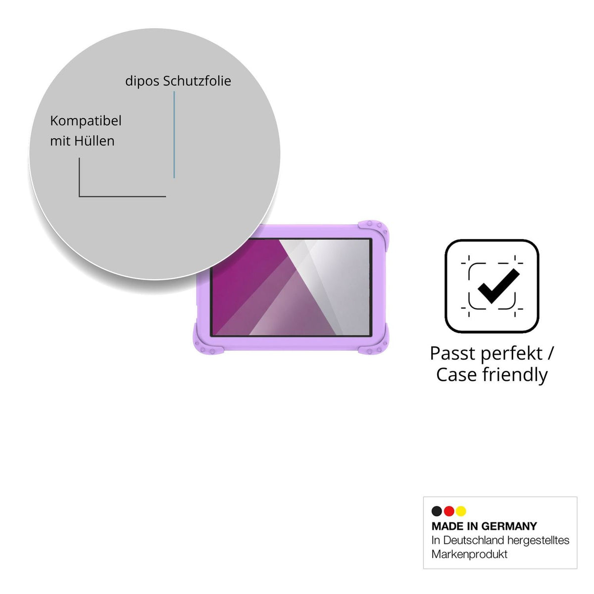 Schutzfolie mit optimaler Passform, zur Verwendung mit Hüllen geeignet