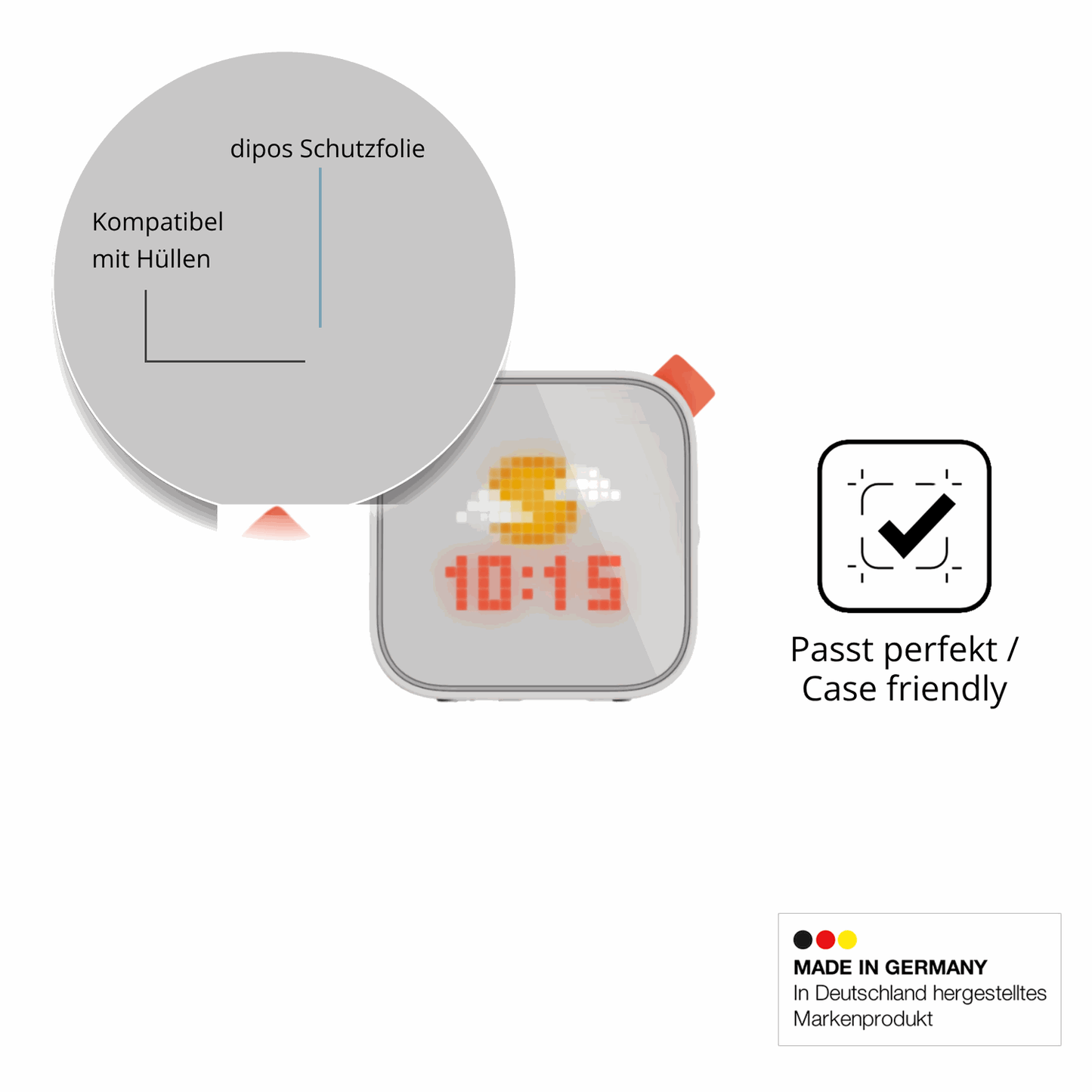 Schutzfolie mit optimaler Passform, zur Verwendung mit Hüllen geeignet