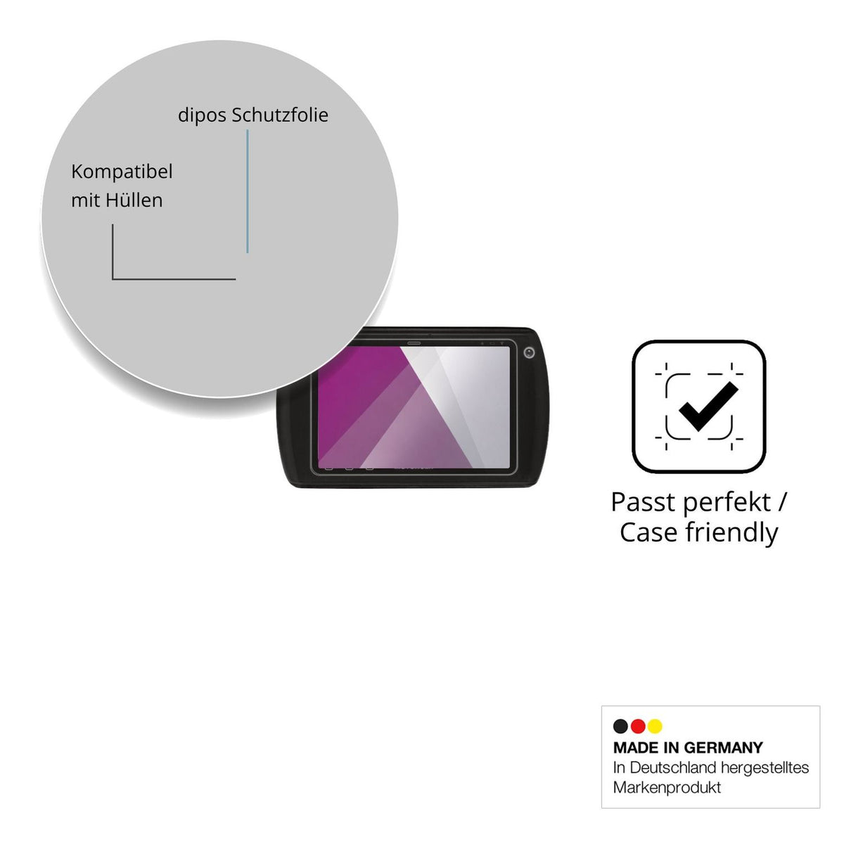 Schutzfolie mit optimaler Passform, zur Verwendung mit Hüllen geeignet