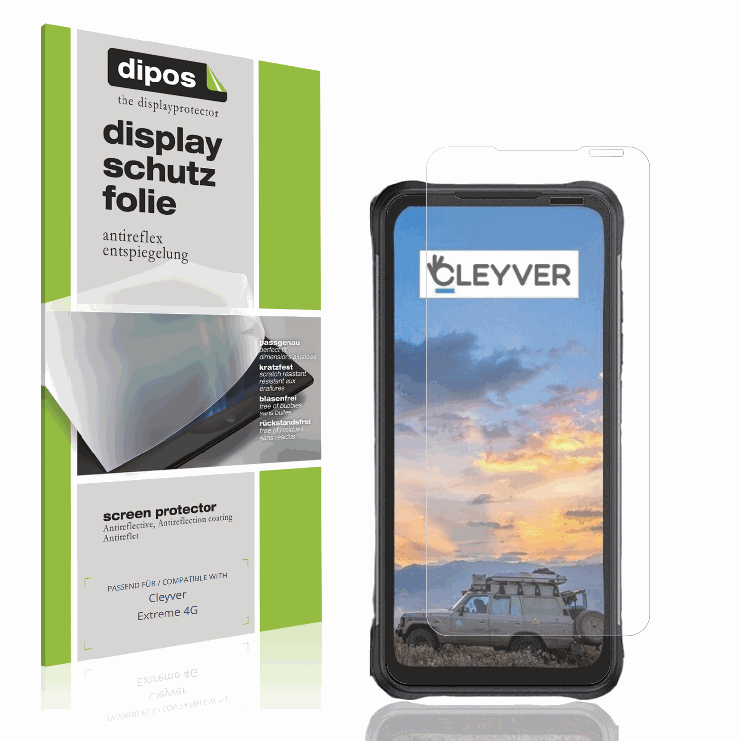 Matte Displayschutzfolie von dipos passend für cleyverextreme 4g, präziser Zuschnitt und blasenfrei montiert