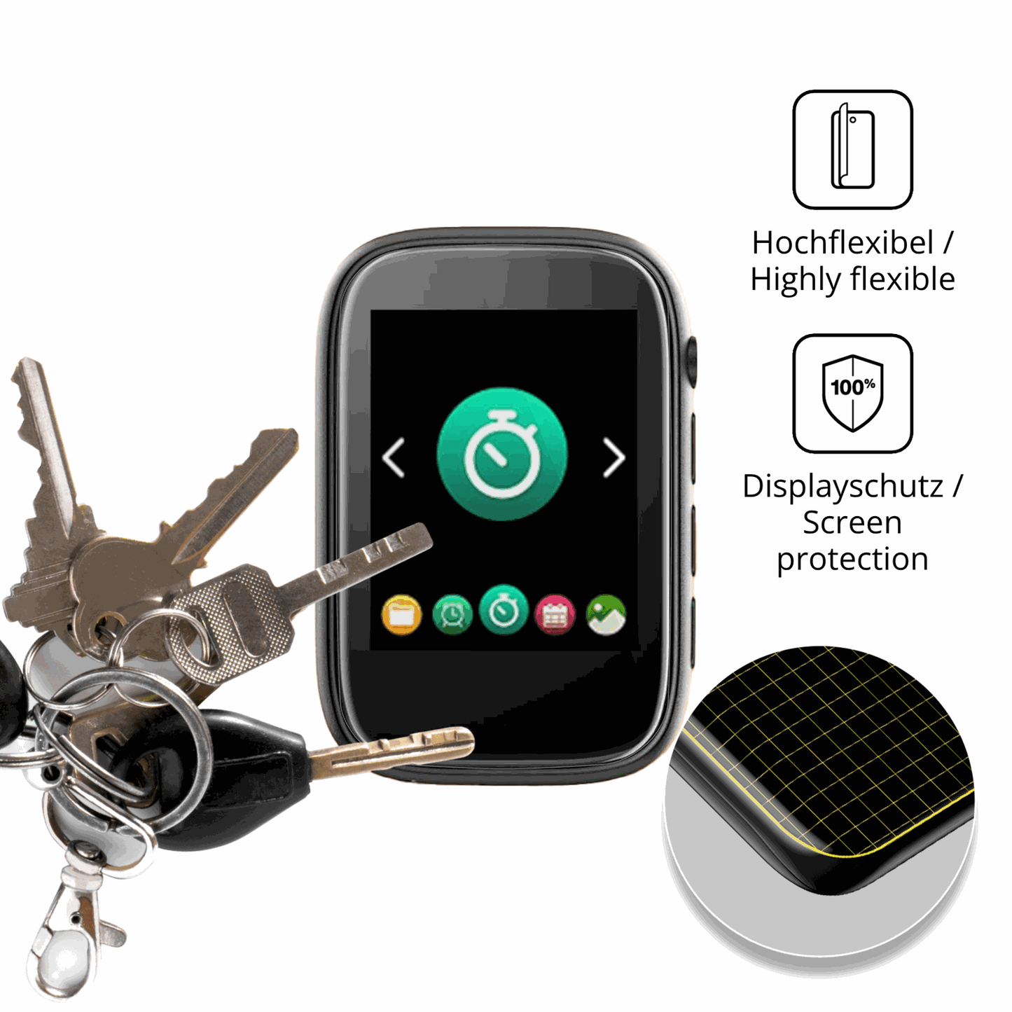 dipos Displayschutz für colorcool A3 MP3-Player, transparente Oberfläche, geringe Dicke und perfekte Passform