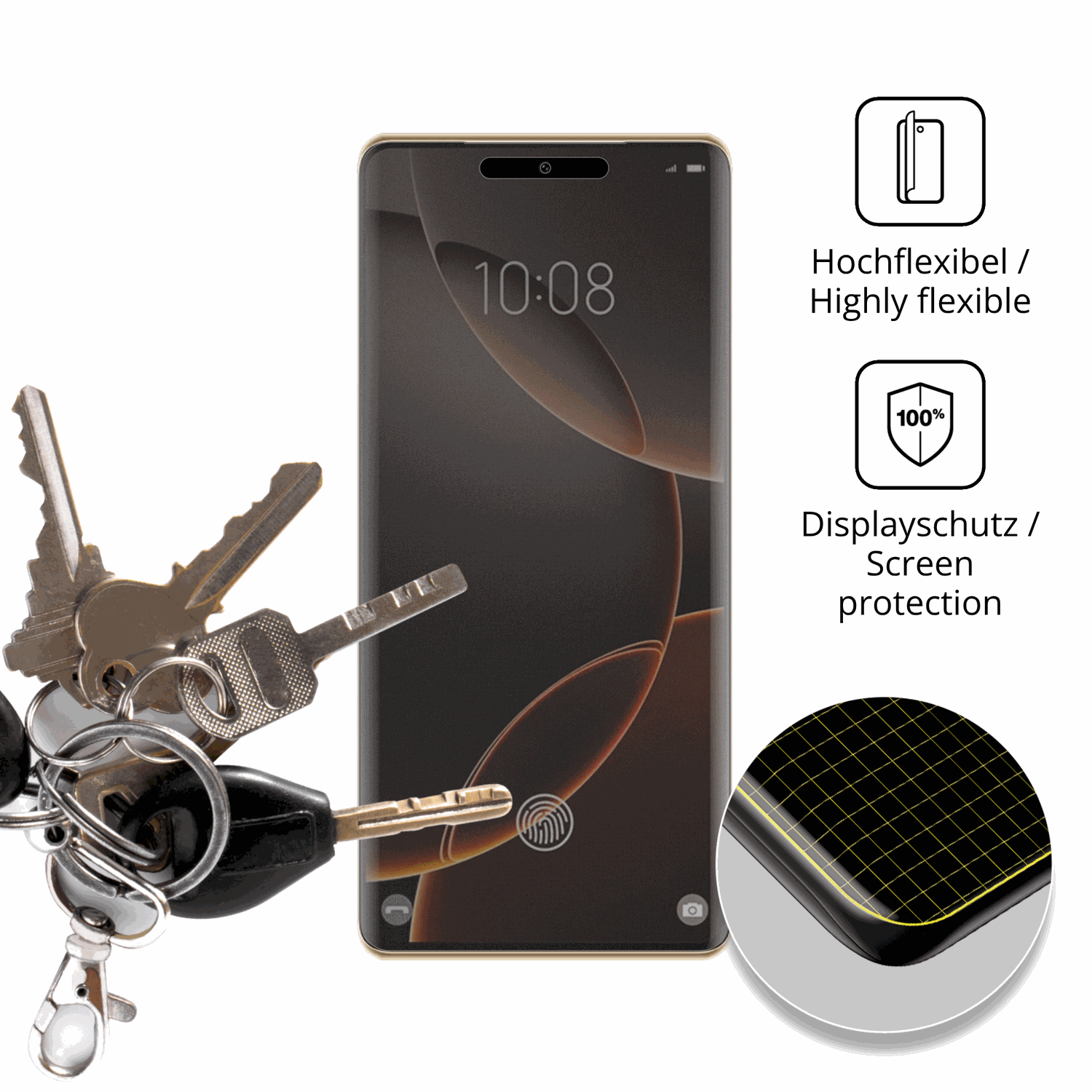 dipos Displayschutz für Condor 80 Pro, mit Blickschutzfilter und perfekter Passform auch für die Rundungen