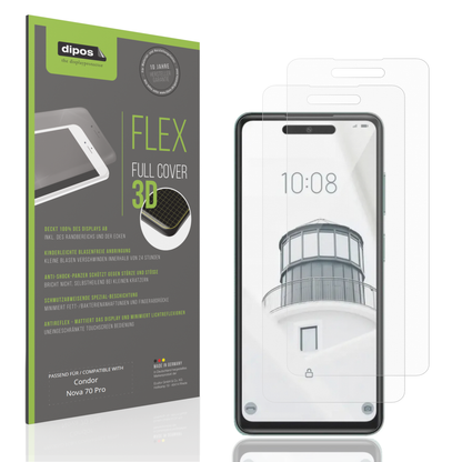 Matte Displayschutzfolie von dipos passend für condornova 70 pro, 100% Displayabdeckung und blasenfreie Montage