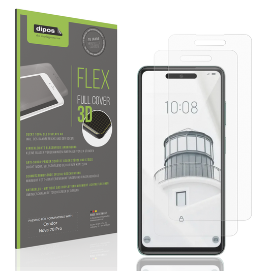 Matte Displayschutzfolie von dipos passend für condornova 70 pro, 100% Displayabdeckung und blasenfreie Montage