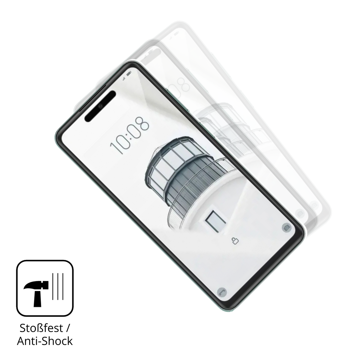 Schutz gegen Kratzer auf dem condornova 70 pro Glas durch Schlüssel, Stöße gegen die Tischkante oder Stürze