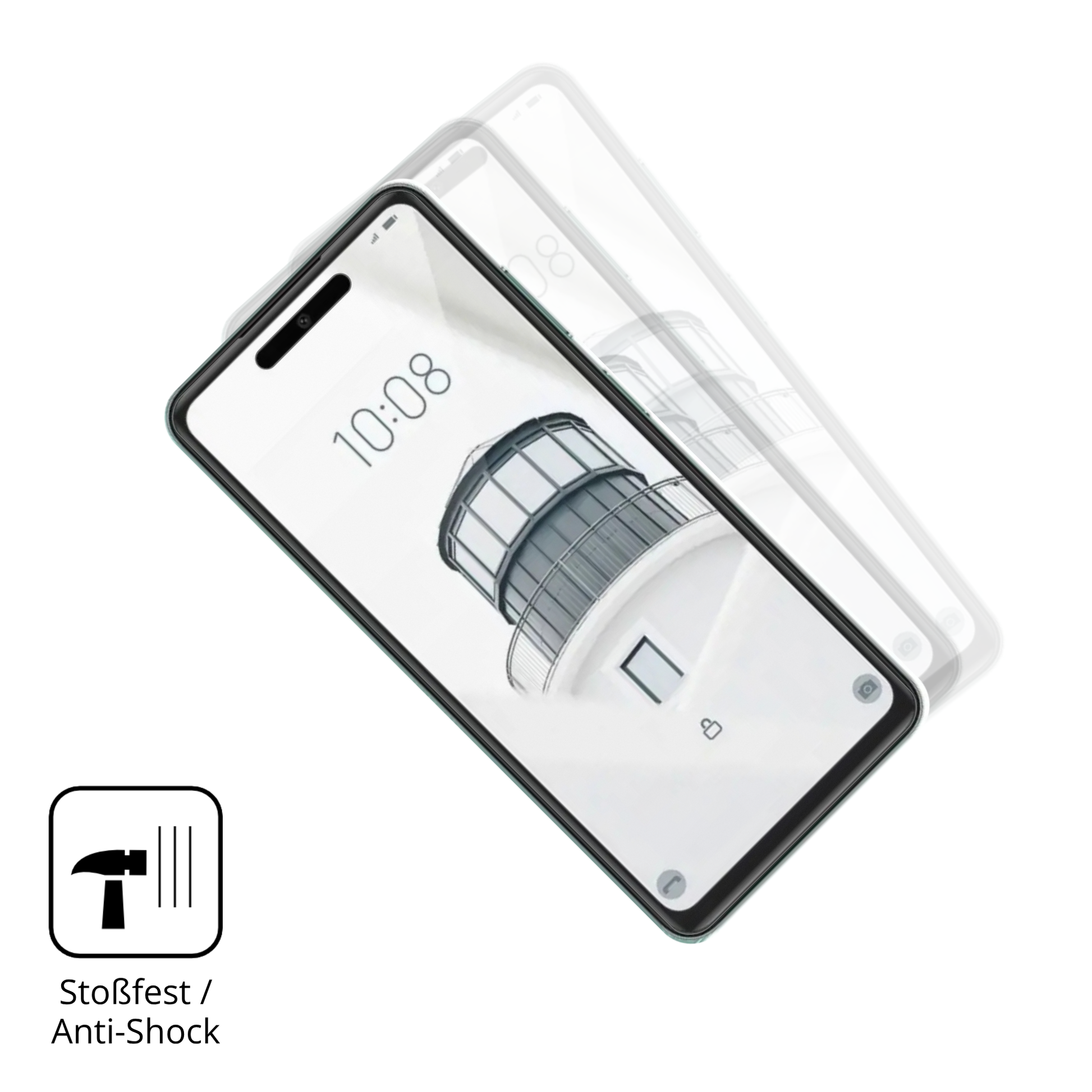 Schutz gegen Kratzer auf dem condornova 70 pro Glas durch Schlüssel, Stöße gegen die Tischkante oder Stürze