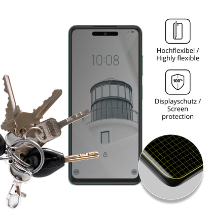 dipos Displayschutz für condornova 70 pro, mit Blickschutzfilter und perfekter Passform auch für die Rundungen