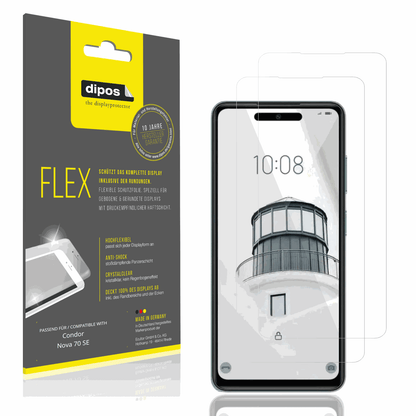 Klare Displayschutzfolie von dipos passend für condornova 70 se, 100% Displayabdeckung und blasenfreie Montage