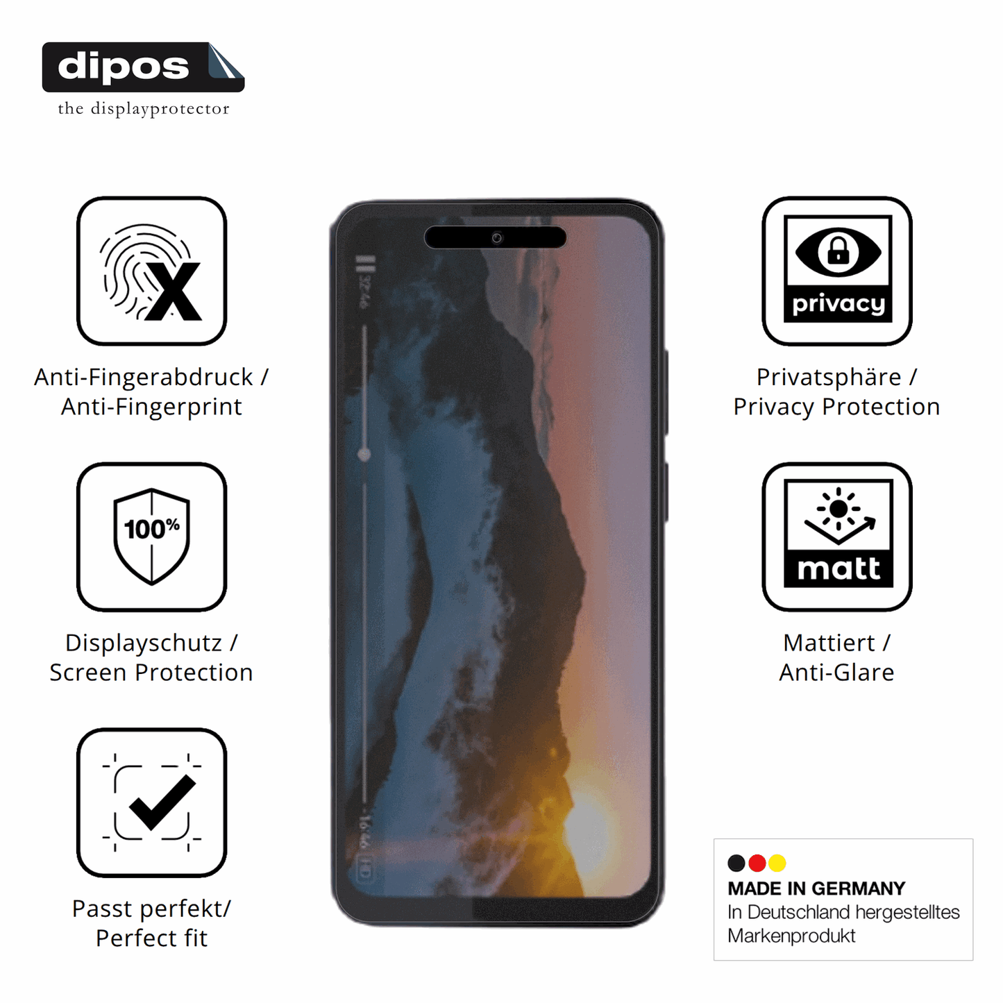 Privatsphäre-Schutz durch Sichtschutz-Folie passend zugeschnitten für Condor Nova 80 Pro