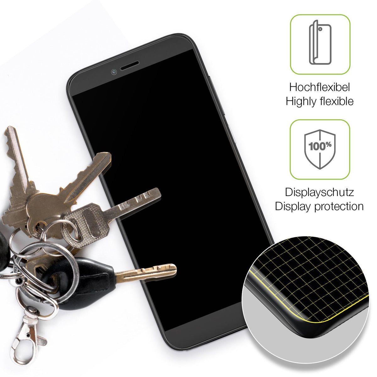 dipos Displayschutz für Coolpad Legacy SR, transparente Oberfläche, perfekte Passform auch für die Rundungen
