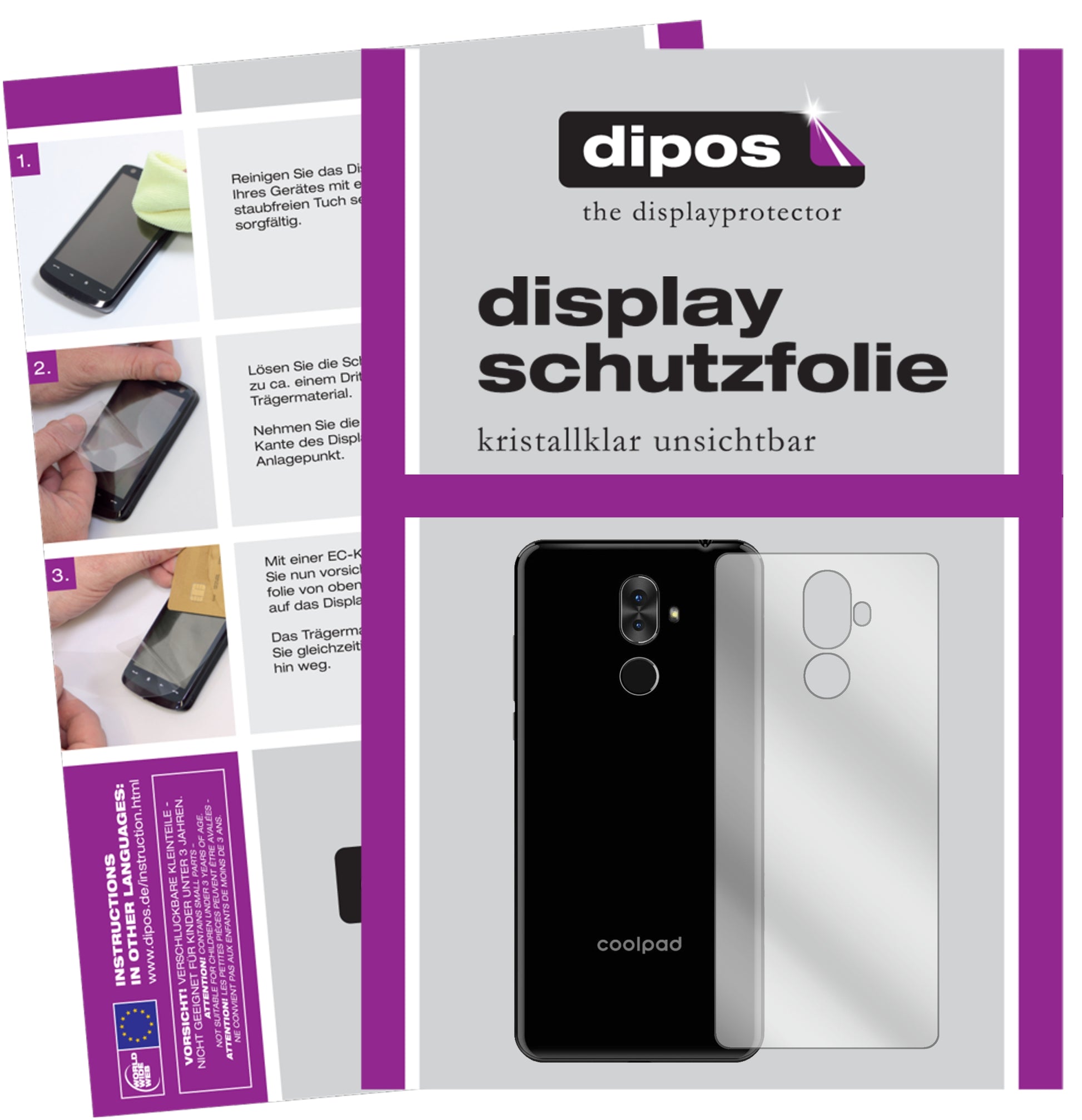 Kristallklare, dünne Schutzfolie: Kratzfest & passgenau für Coolpad-Note 8 Rückseite