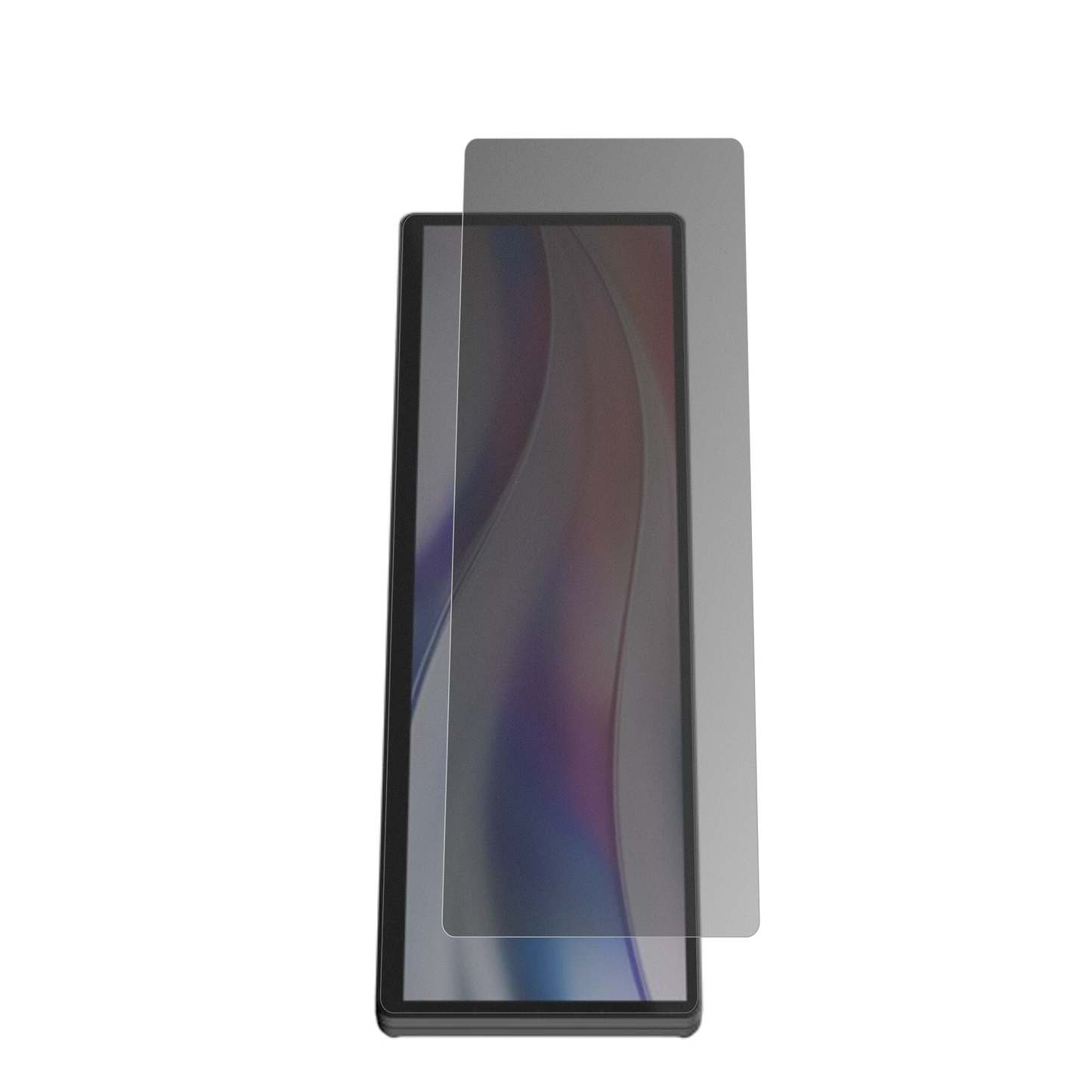 CorsairXeneon Edge 14.5 Zoll mit aufgebrachtem dipos Displayschutz, der seitliche Einblicke blockiert