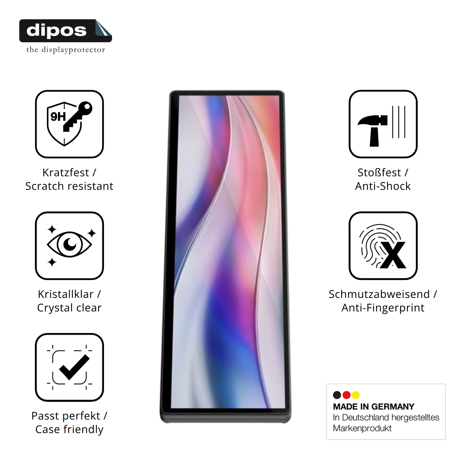 Displayschutz hergestellt in Deutschland, höchste Qualität made in Germany