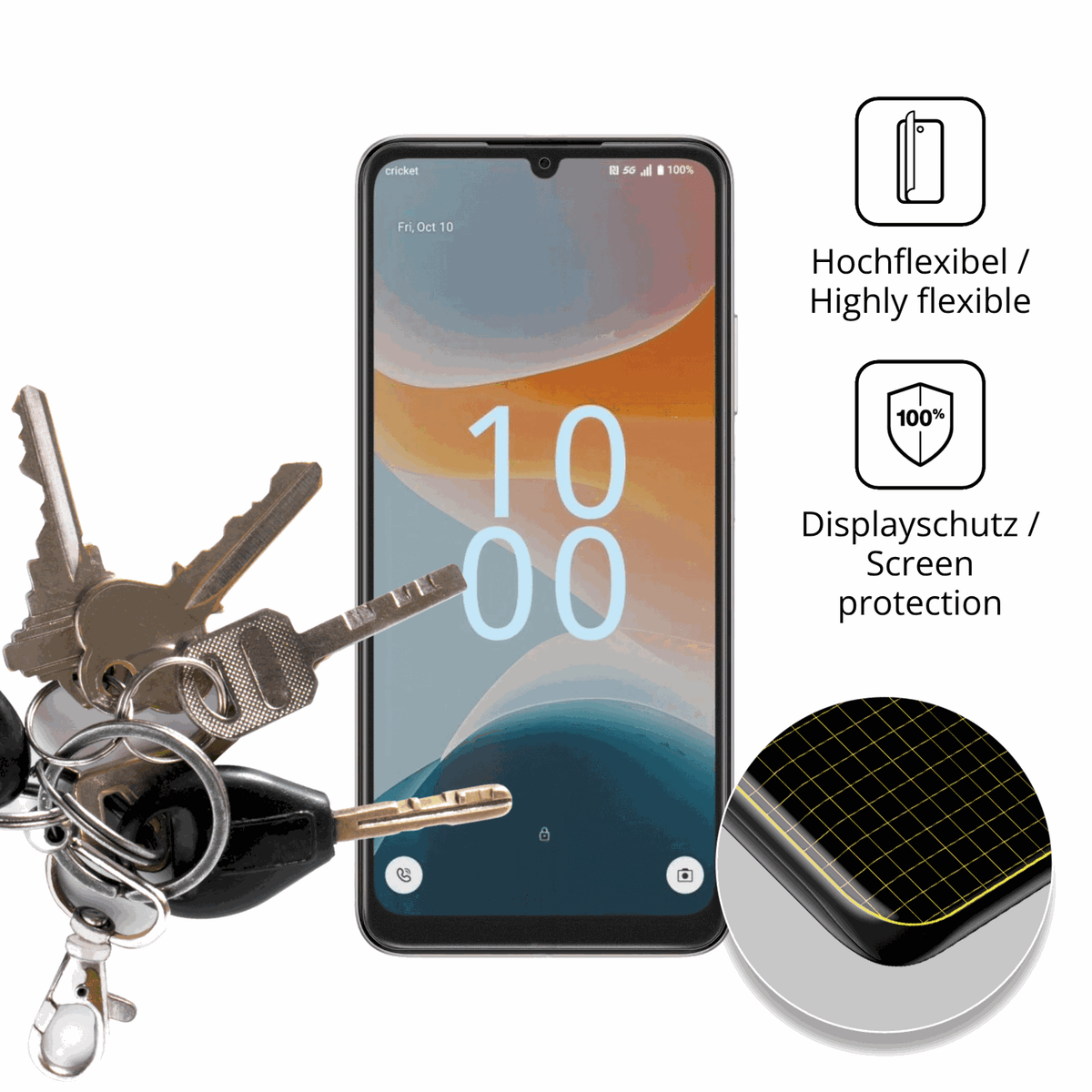dipos Displayschutz für Cricket Icon Pro 2026, transparente Oberfläche, perfekte Passform auch für die Rundungen