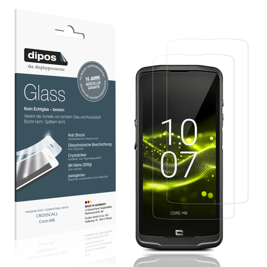 Klare Displayschutzfolie von dipos passend für CROSSCALL Core-M6, 9H kratzfest und blasenfrei montiert