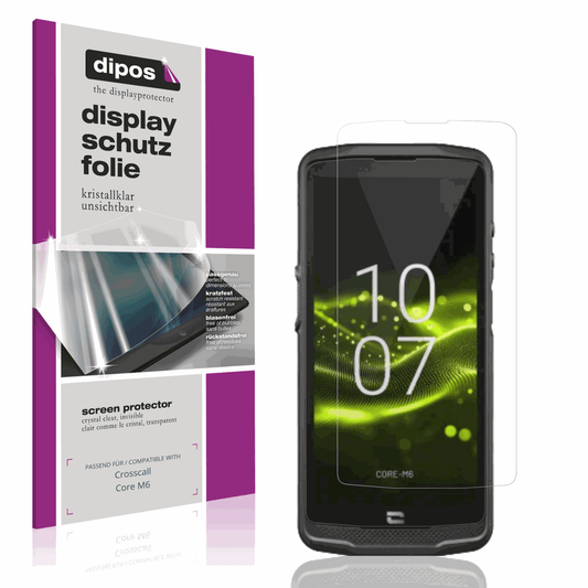 Klare Displayschutzfolie von dipos passend für Crosscall Core M6, präziser Zuschnitt und blasenfrei montiert