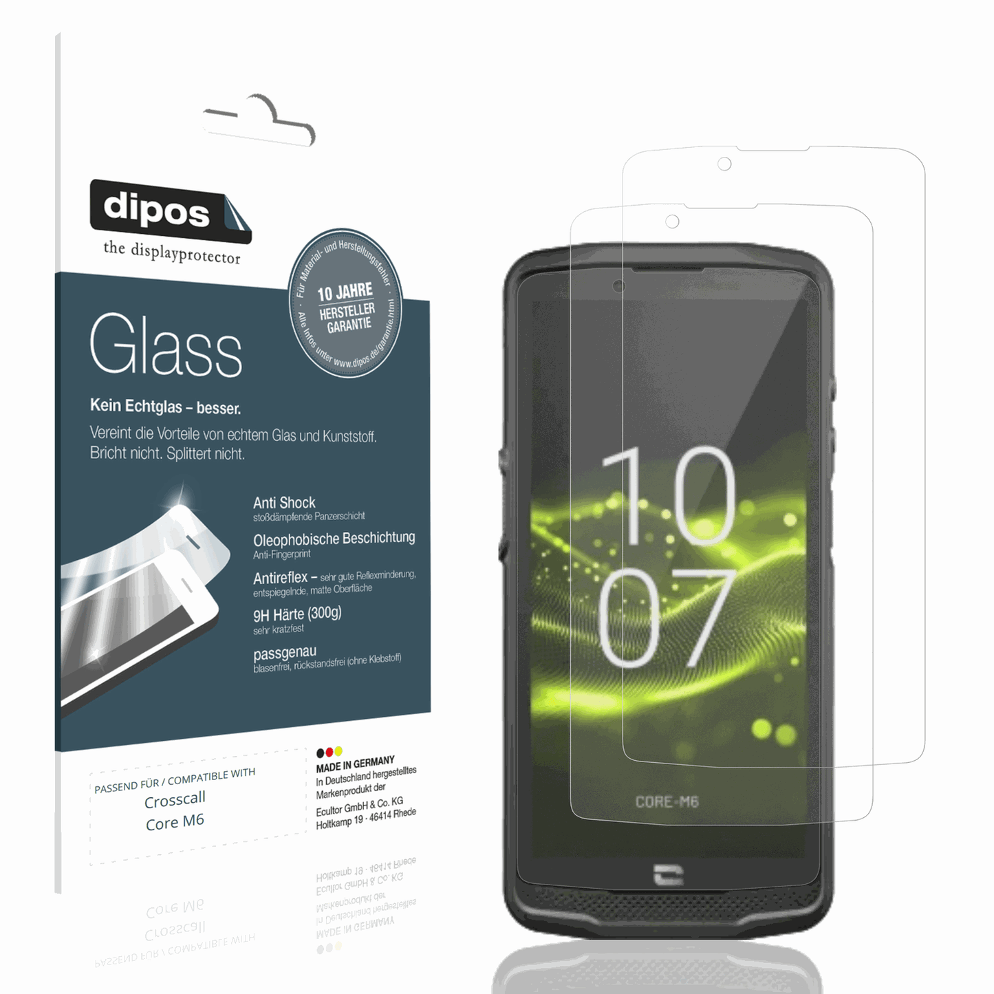 Matte Displayschutzfolie von dipos passend für Crosscall Core M6, 9H kratzfest und blasenfrei montiert