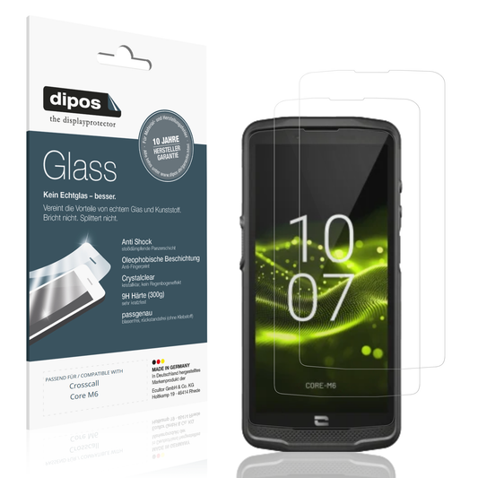 Klare Displayschutzfolie von dipos passend für Crosscall Core M6, 9H kratzfest und blasenfrei montiert