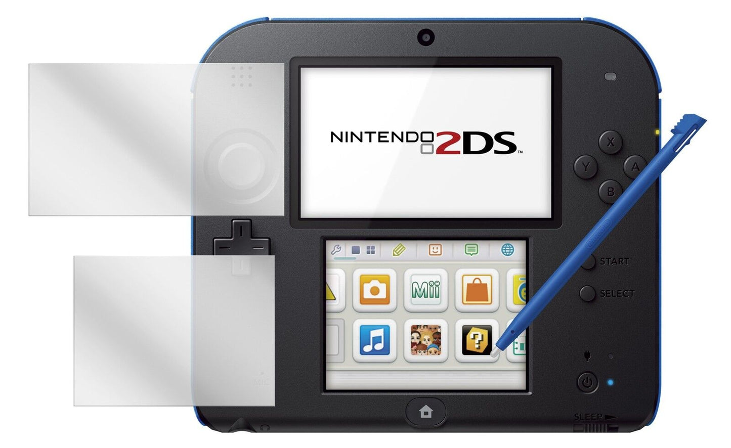 2DSNintendo mit aufgebrachter dipos Displayschutzfolie, glasklare Darstellung ohne Einschränkungen