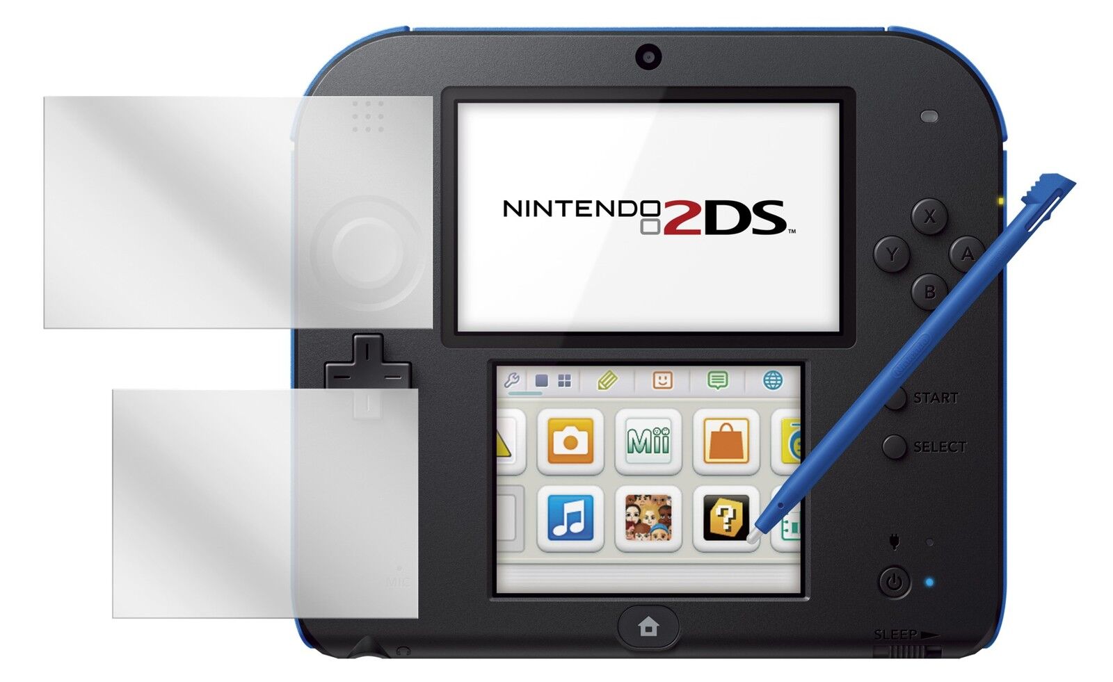 2DSNintendo mit aufgebrachter dipos Displayschutzfolie, glasklare Darstellung ohne Einschränkungen