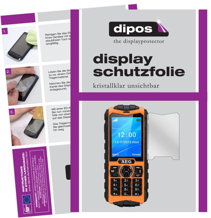 AEGM550 mit aufgebrachter dipos Displayschutzfolie, glasklare Darstellung ohne Einschränkungen