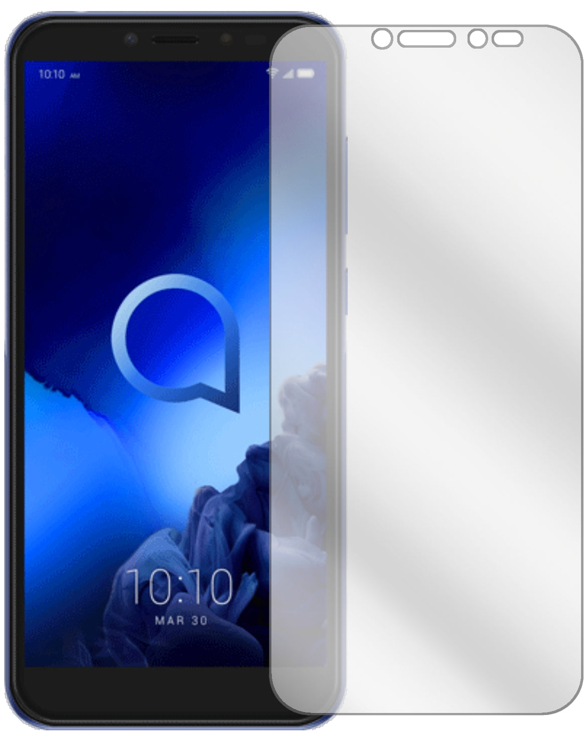 Alcatel1S mit aufgebrachter dipos Displayschutzfolie, glasklare Darstellung ohne Einschränkungen