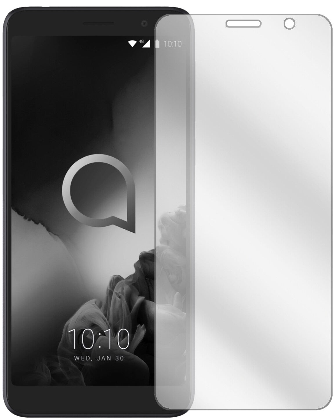 Alcatel1X (2019) mit aufgebrachter dipos Displayschutzfolie, glasklare Darstellung ohne Einschränkungen