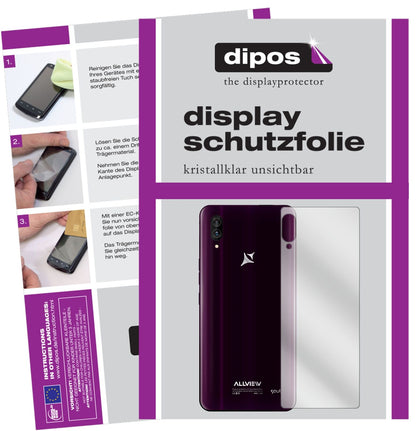 AllviewSoul X6 Xtreme Rückseite mit aufgebrachter dipos Displayschutzfolie, glasklare Darstellung ohne Einschränkungen