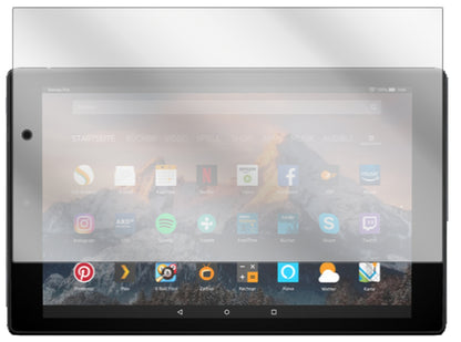 AmazonFire HD 10 (2019) mit aufgebrachter dipos Displayschutzfolie, glasklare Darstellung ohne Einschränkungen