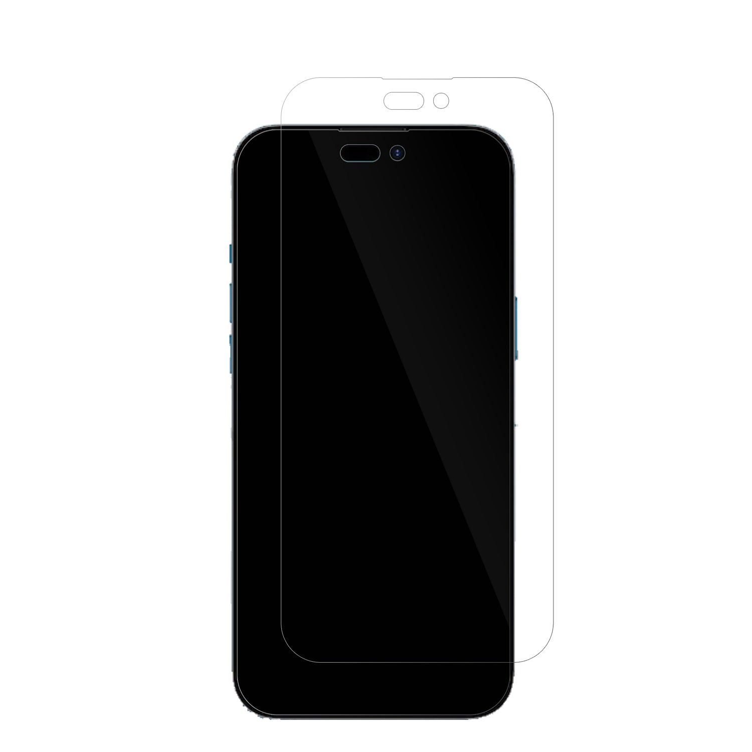 AppleiPhone 15 Plus mit aufgebrachter dipos Displayschutzfolie, glasklare Darstellung ohne Einschränkungen