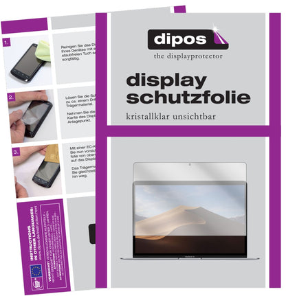 AppleMacBook Air 13 Zoll (2018) mit aufgebrachter dipos Displayschutzfolie, glasklare Darstellung ohne Einschränkungen