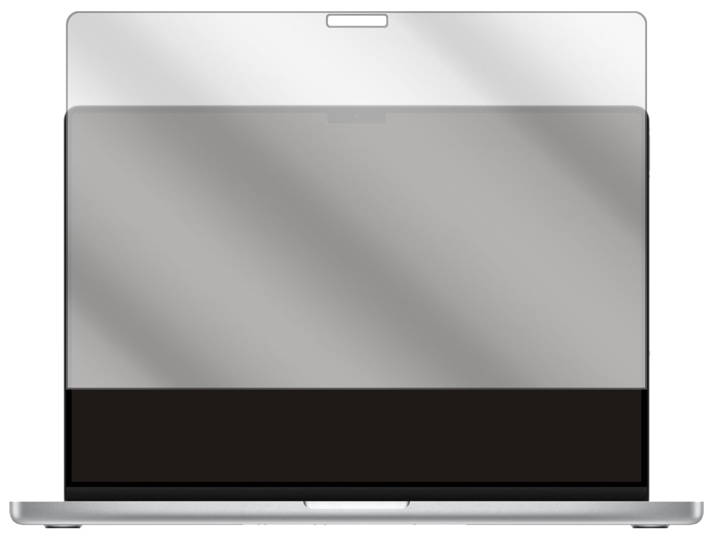 AppleMacBook Pro 14 Zoll (2021) mit aufgebrachter dipos Displayschutzfolie, glasklare Darstellung ohne Einschränkungen